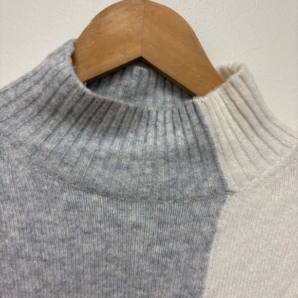 REISS Grey Gaia Color Block High Neck Wool Blend Sweater Jumper - Picture 6 of 13